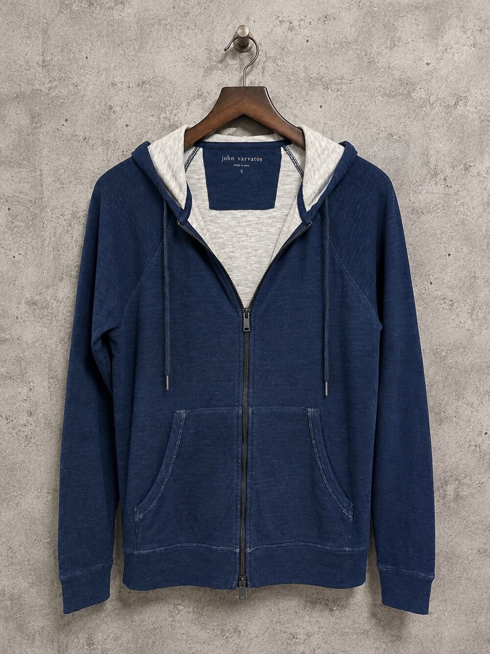John Varvatos Zip Hoodie in Pacific Blue NWT